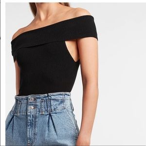 Express Ribbed off the shoulder shirt